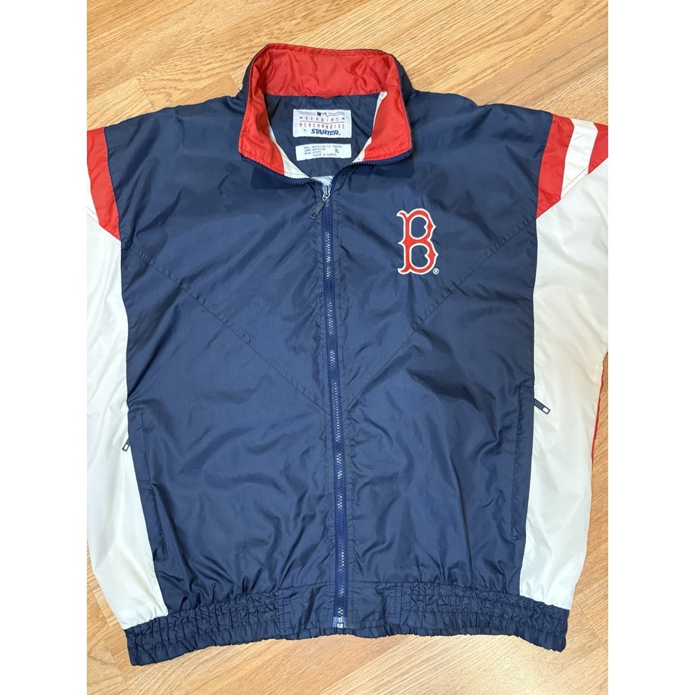 Vintage 90s Boston Red Sox Starter Full Zip Light Weight Windbreaker Jacket XL - Picture 2 of 13